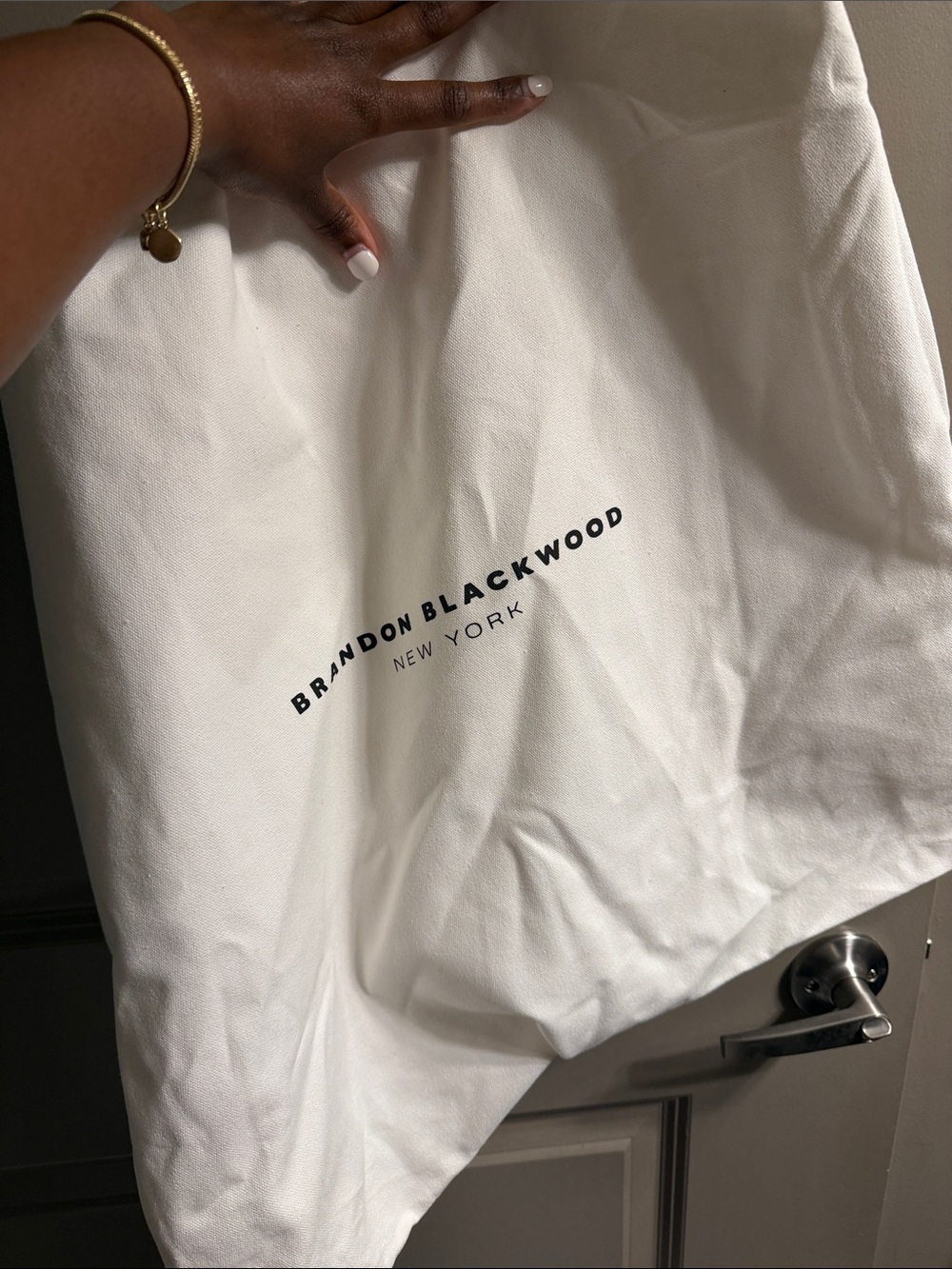 Brandon Blackwood White Canvas Logo Dust Bag